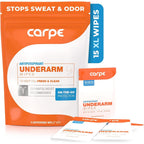 Carpe antiperspirant underarm wipes front view box packaging