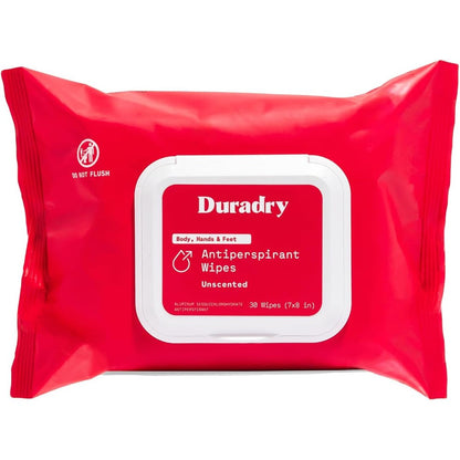 Duradry whole body antiperspirant wipes pack front view