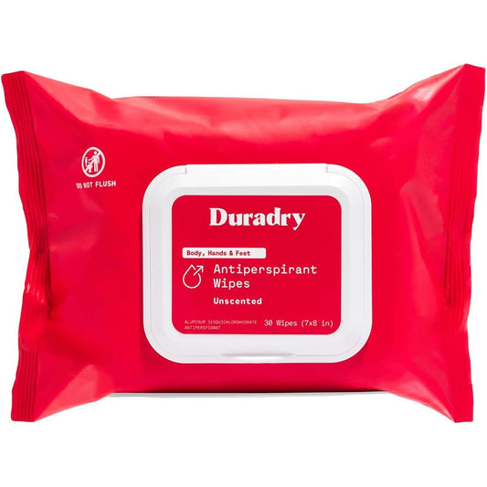 Duradry whole body antiperspirant wipes pack front view