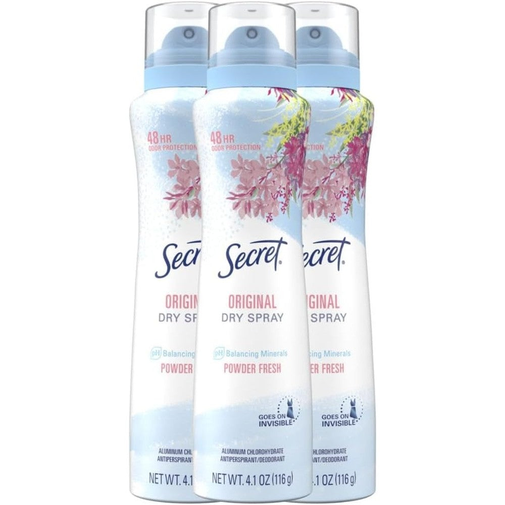 Secret dry spray antiperspirant deodorant front view package