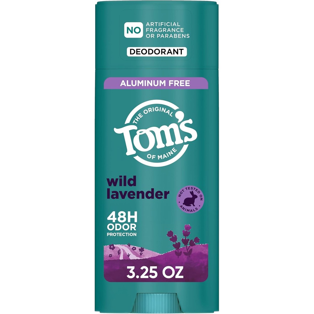 Tom's of Maine Wild Lavender Deodorant front view in teal container