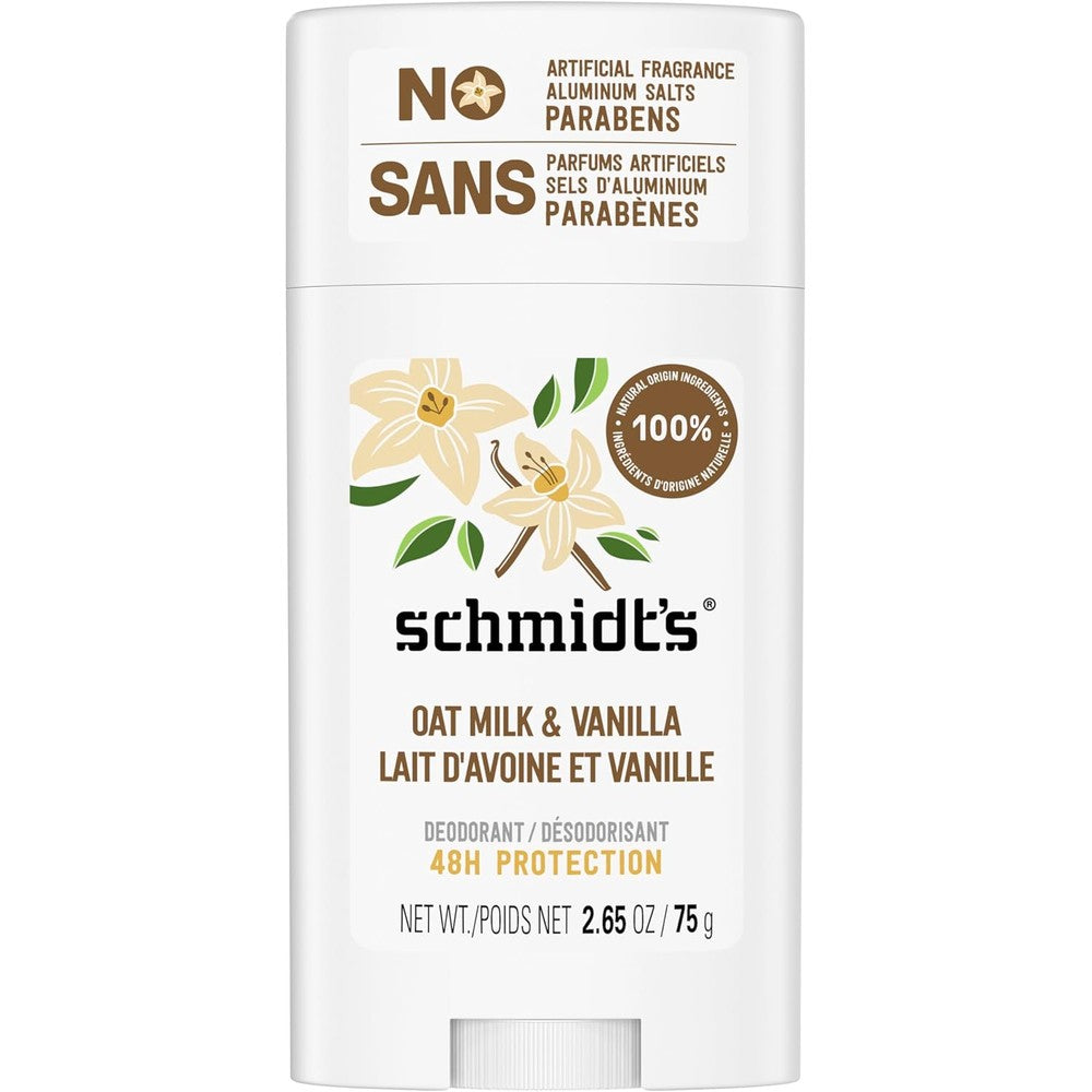 Schmidt's vanilla and oat milk deodorant stick front view