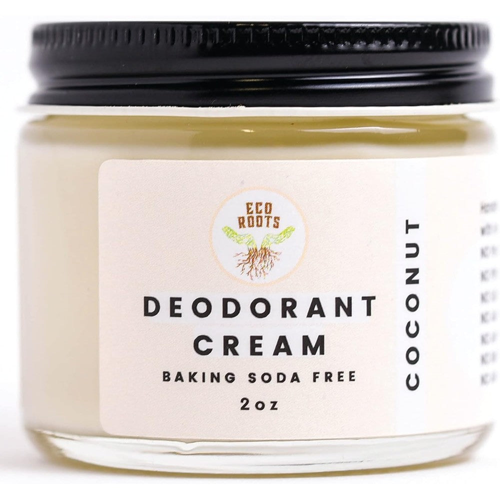Eco Roots natural deodorant cream glass jar front view