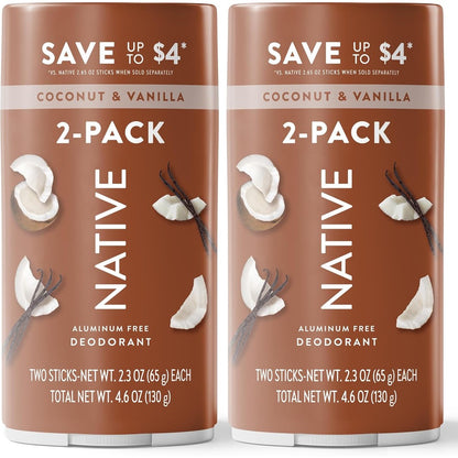 Native Coconut and Vanilla deodorant twin pack front view