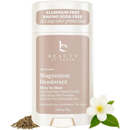 Beauty by Earth magnesium deodorant white tea mood stick front view