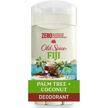 Old Spice Fiji Aluminum Free Deodorant Stick front view showing tropical packaging.