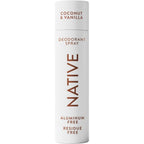 Native coconut and vanilla deodorant spray front view container