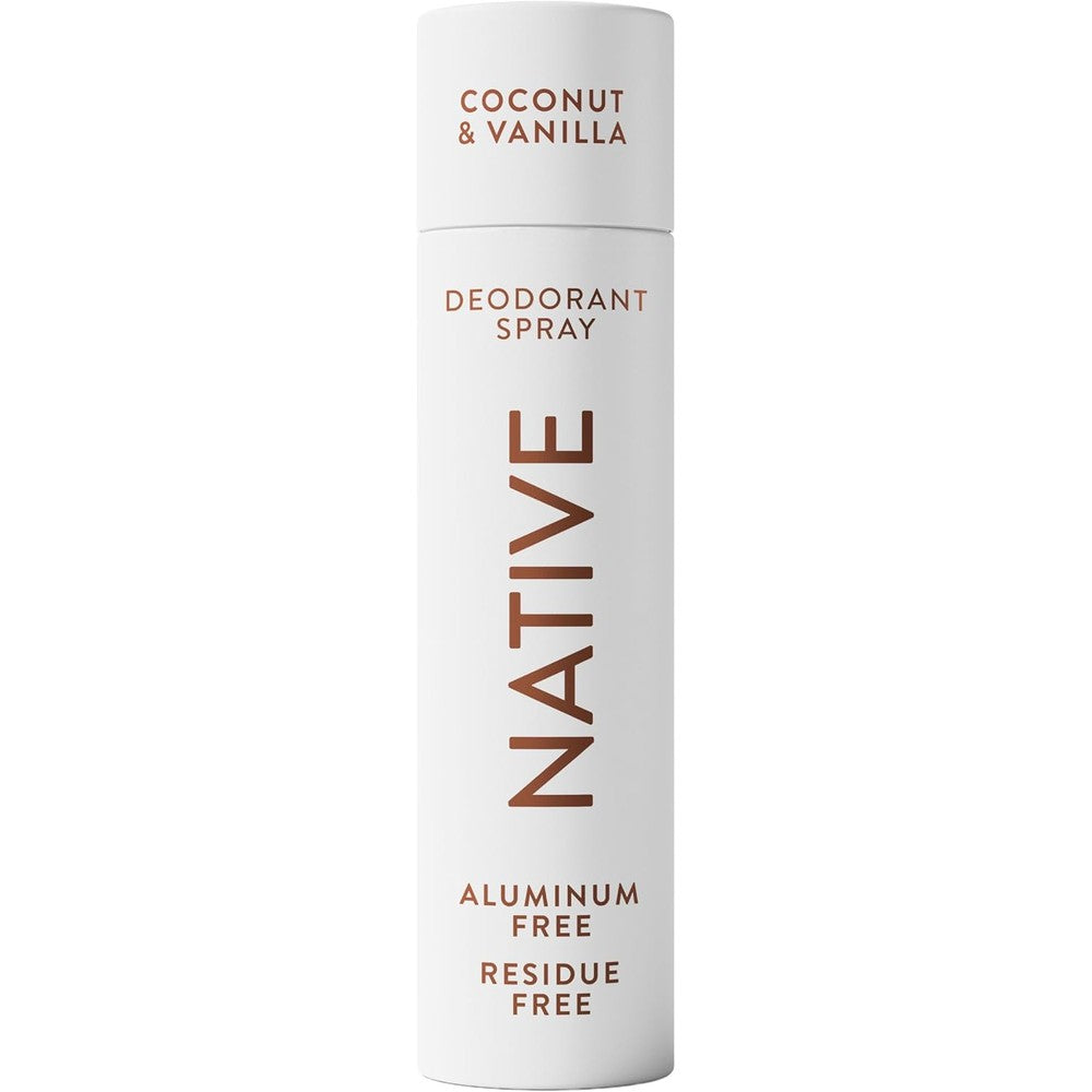 Native coconut and vanilla deodorant spray front view container