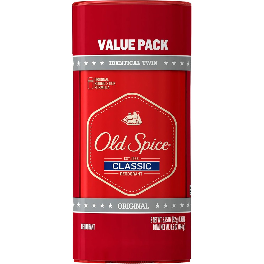 Old Spice Classic Stick Original Scent twin pack front view showing red packaging.