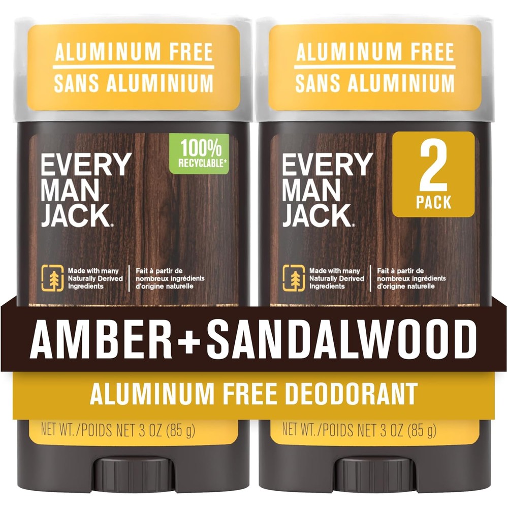 Every Man Jack amber and sandalwood deodorant front view