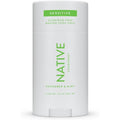 Native Sensitive Deodorant Cucumber and Mint stick front view showcasing clean ingredient labels.