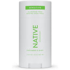Native Sensitive Deodorant Cucumber and Mint stick front view showcasing clean ingredient labels.