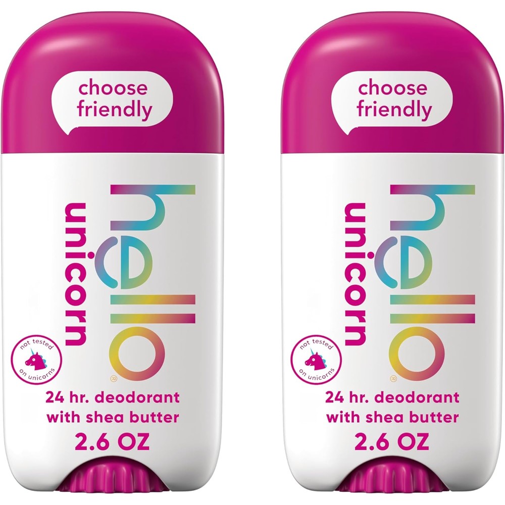 Hello Unicorn Aluminum Free Deodorant 2 pack front view