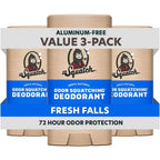 Dr. Squatch Natural Men’s Deodorant Fresh Falls three pack front view showcasing the aluminum free formula.