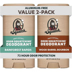 Dr. Squatch Natural Men’s Deodorant 2 pack front view showcasing Rainforest Rapids and Wood Barrel Bourbon sticks.