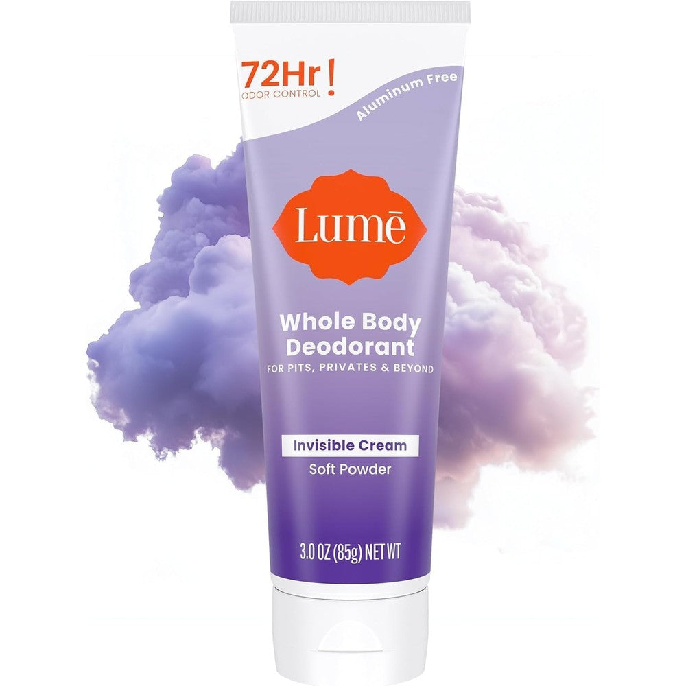 Lume Whole Body Deodorant Invisible Cream Soft Powder tube front view