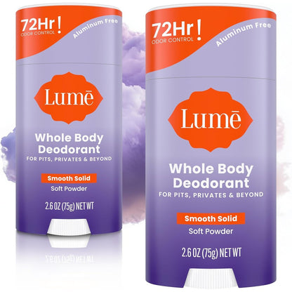 Lume Whole Body Deodorant Smooth Solid Stick Soft Powder front view