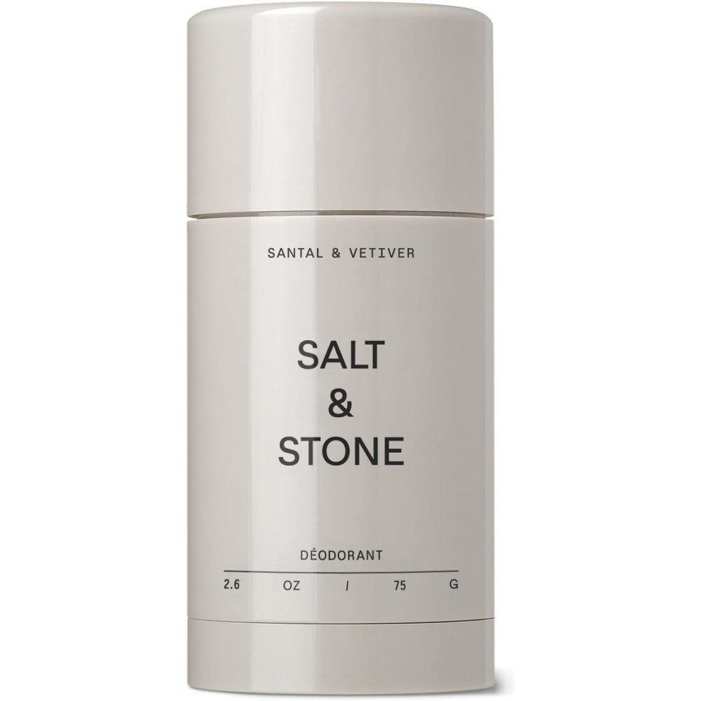 Salt and Stone Aluminum Free Deodorant Santal and Vetiver front view stick packaging
