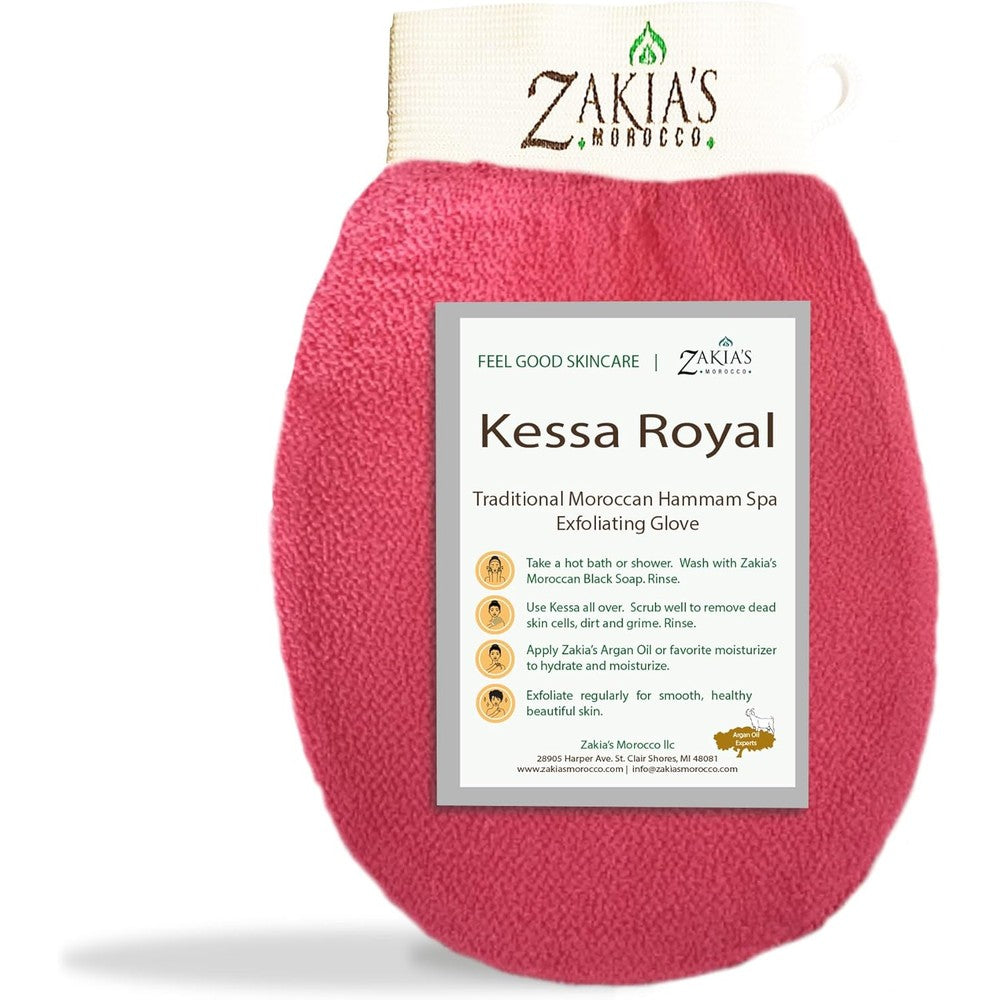Zakia's Morocco Original Kessa Exfoliating Glove Lively Pink front view