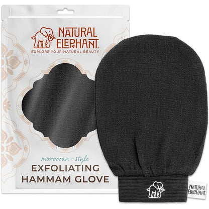 Natural Elephant Exfoliating Hammam Glove pure black front view