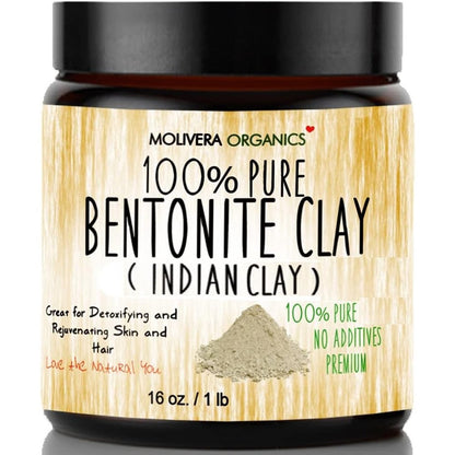 Molivera Organics Premium Bentonite Clay 1 Pound jar front view