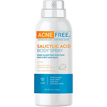 AcneFree Salicylic Acid Body Spray front view bottle
