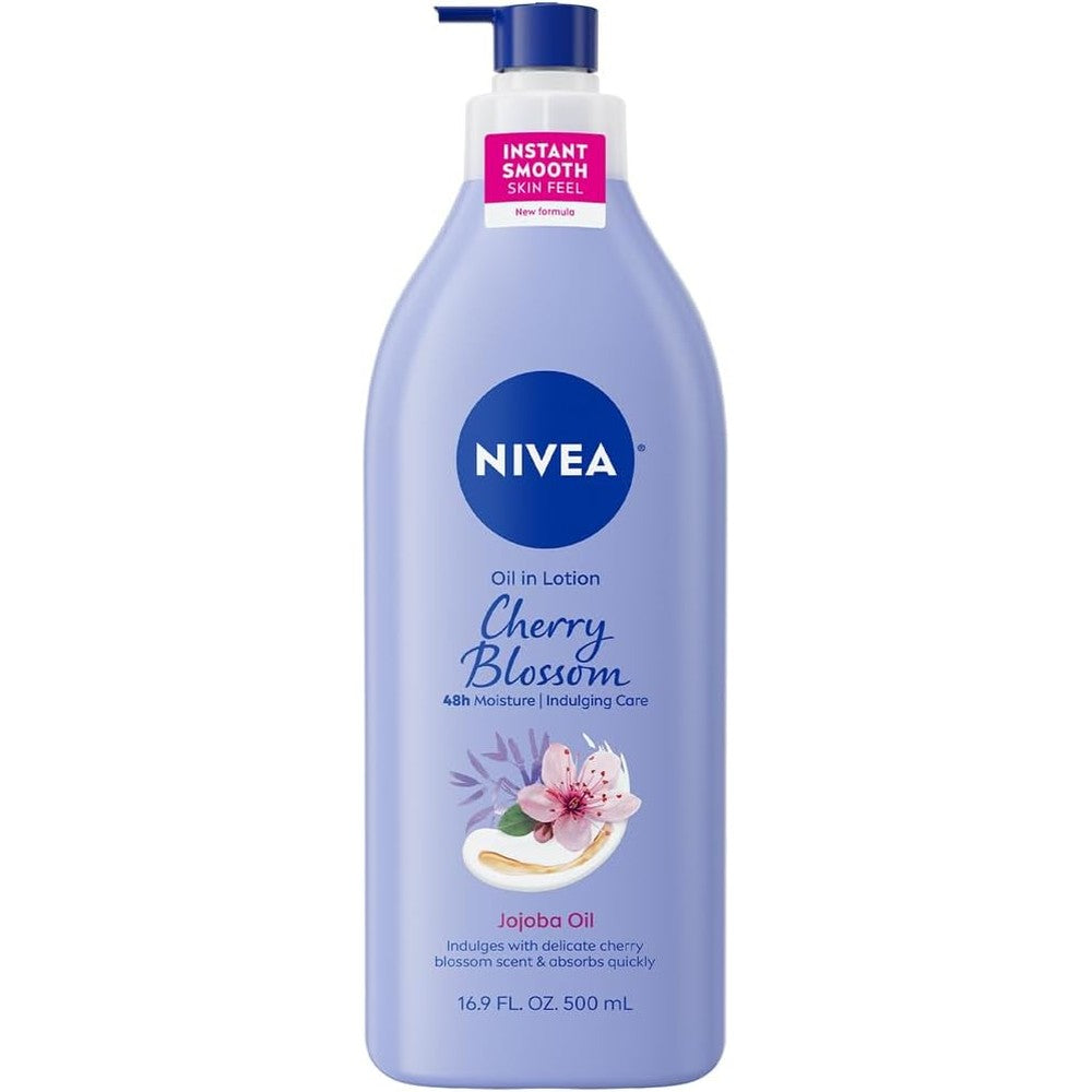 Nivea Oil Infused Cherry Blossom and Jojoba Oil Body Lotion pump bottle front view