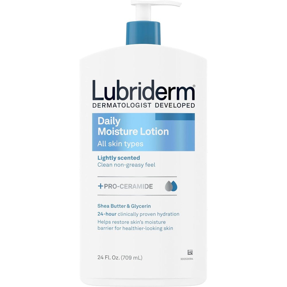 Lubriderm Daily Moisture Lotion front view 24 fluid ounce pump bottle