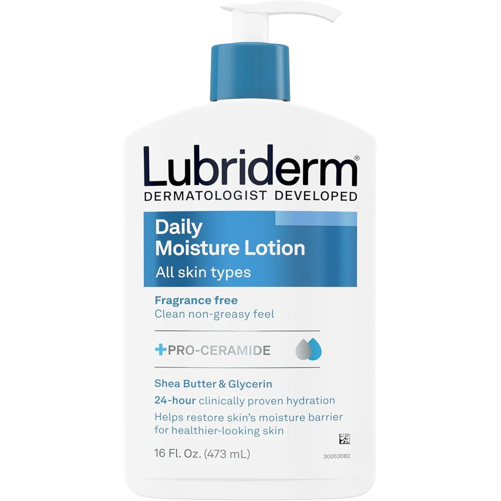 Lubriderm Fragrance Free Daily Moisture Lotion front view bottle packaging