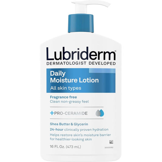 Lubriderm Fragrance Free Daily Moisture Lotion front view bottle packaging