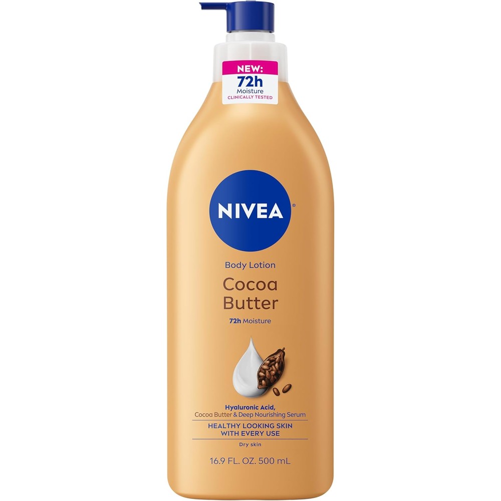 Nivea Cocoa Butter Body Lotion front view 16.9 fluid ounce pump bottle
