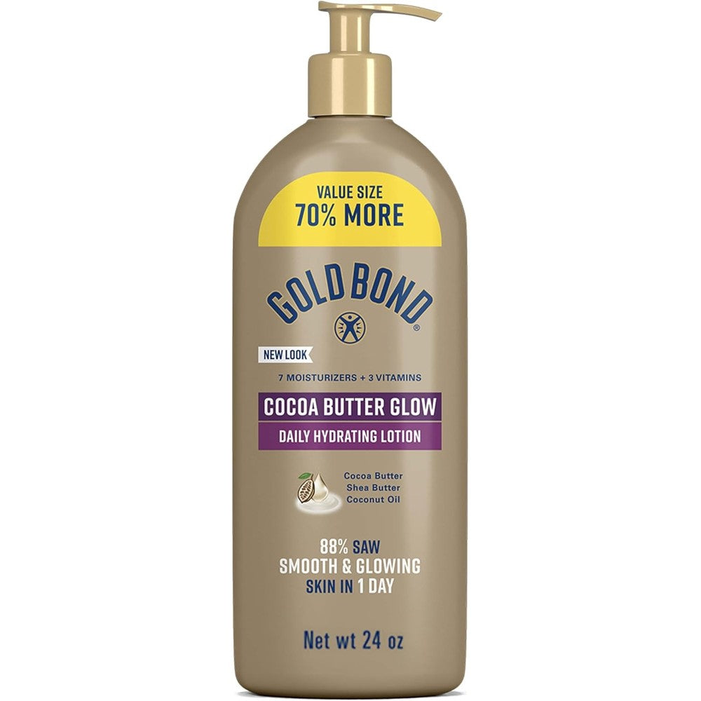 Gold Bond Cocoa Butter Glow Daily Hydrating Lotion 24 ounce pump bottle
