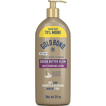Gold Bond Cocoa Butter Glow Daily Hydrating Lotion 24 ounce pump bottle