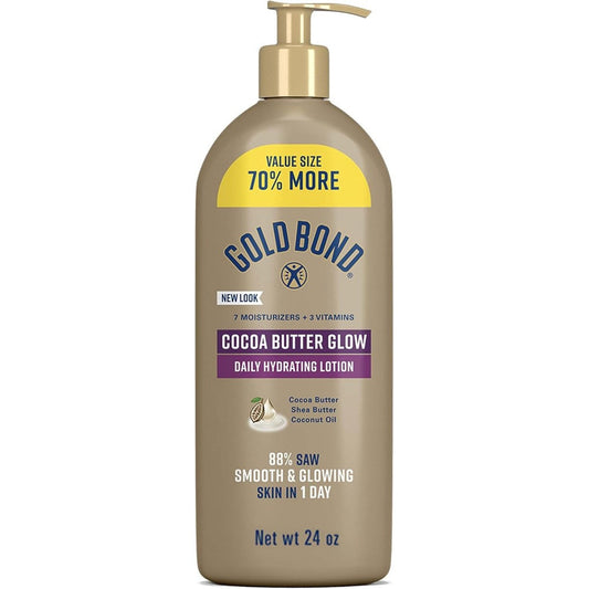 Gold Bond Cocoa Butter Glow Daily Hydrating Lotion 24 ounce pump bottle