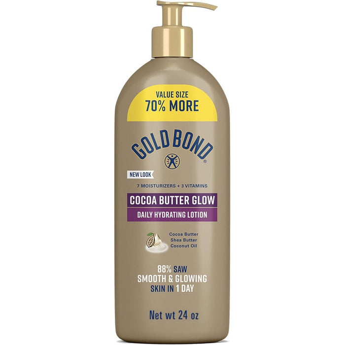 Gold Bond cocoa butter daily hydrating lotion front view pump bottle