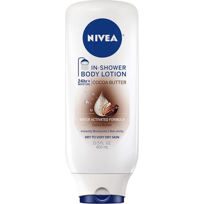 Nivea Cocoa Butter In-Shower Body Lotion front view 13.5 fluid ounce
