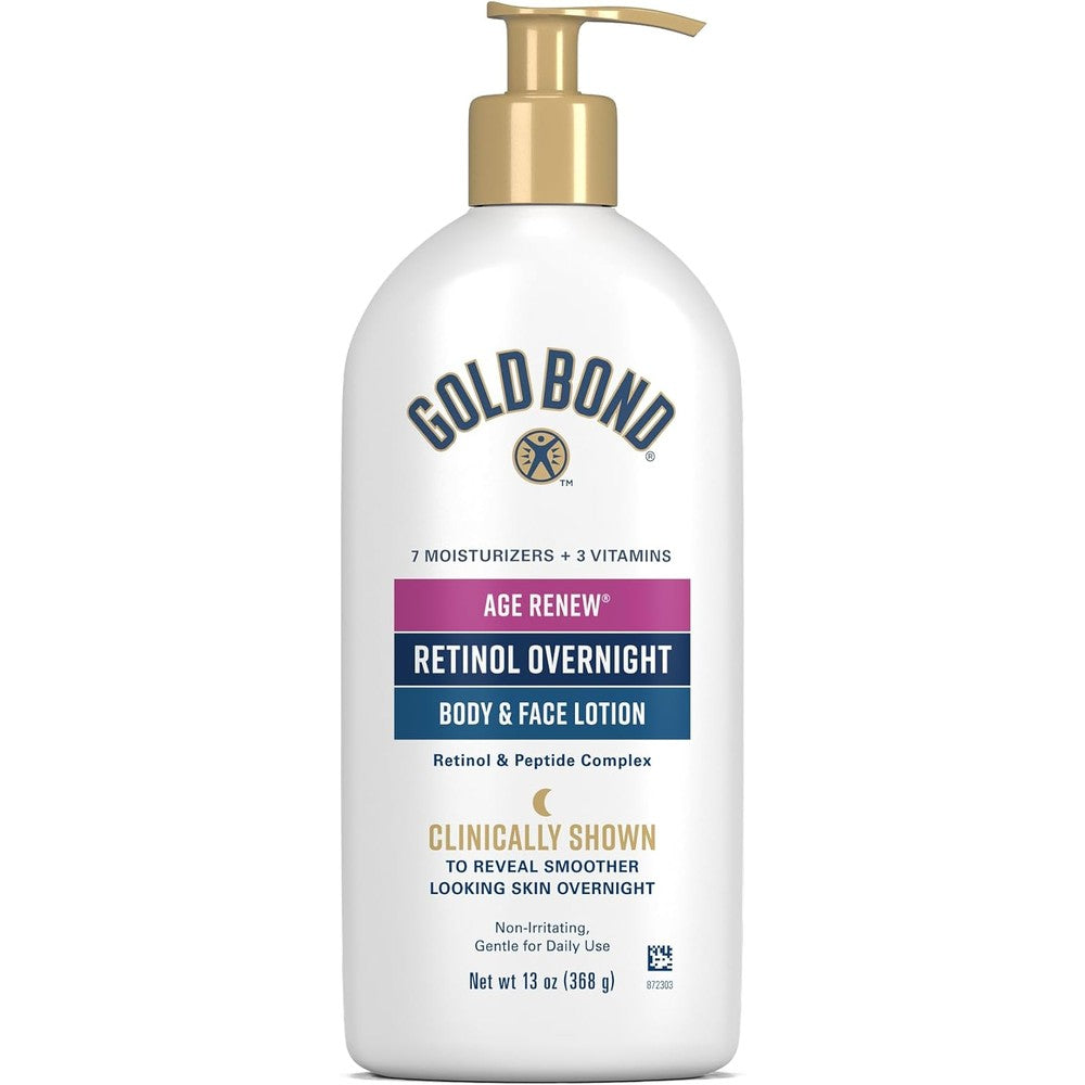 Gold Bond Age Renew Retinol Overnight Body and Face Lotion 13 oz pump bottle