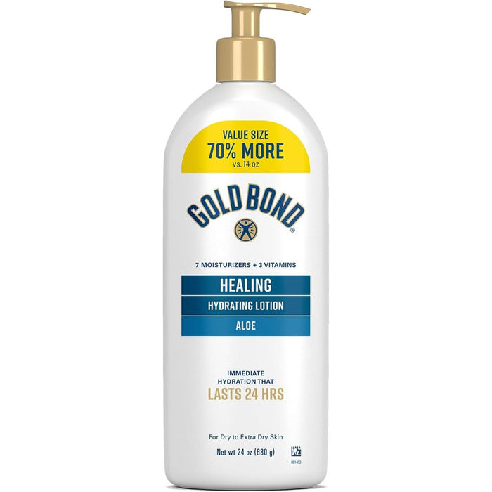 Gold Bond healing hydrating body lotion front view pump bottle