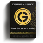 Green Med African black soap front view bar packaging