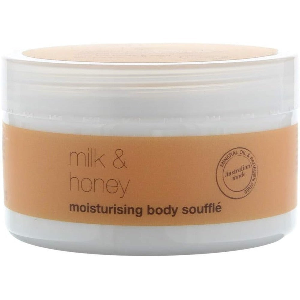 Om She Aromatherapy Milk And Honey Moisturising Body Souffle 250g jar front view premium imported skincare