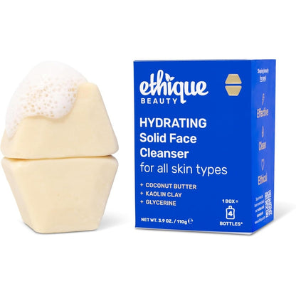 Ethique Hydrating Solid Face Cleanser bar front view packaging