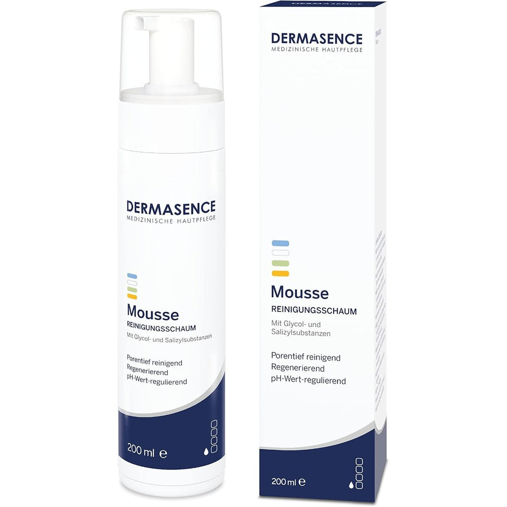 Dermasence Mousse Cleansing Foam 200 Milliliters bottle front view for acne prone skin care