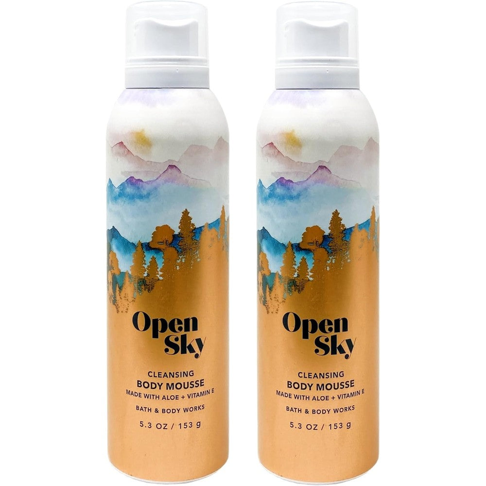 Bath and Body Works Open Sky Cleansing Body Mousse front view twin pack imported luxury body wash foam