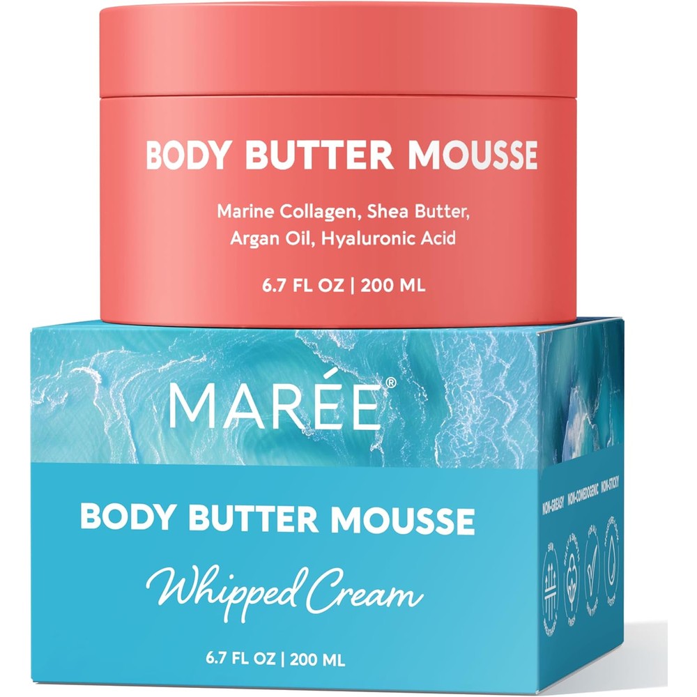 MAREE Body Mousse front view packaging of the whipped moisturizer cream