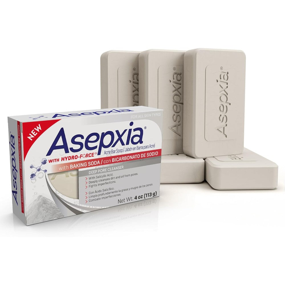 Asepxia acne treatment bar soap front view packaging showing baking soda variant for deep cleansing
