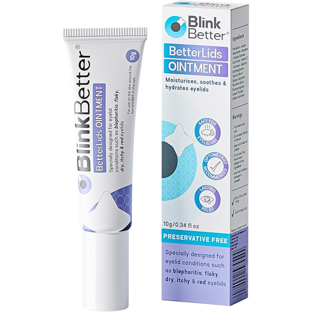 BlinkBetter BetterLids Eyelid Ointment front view packaging for dry itchy eyes
