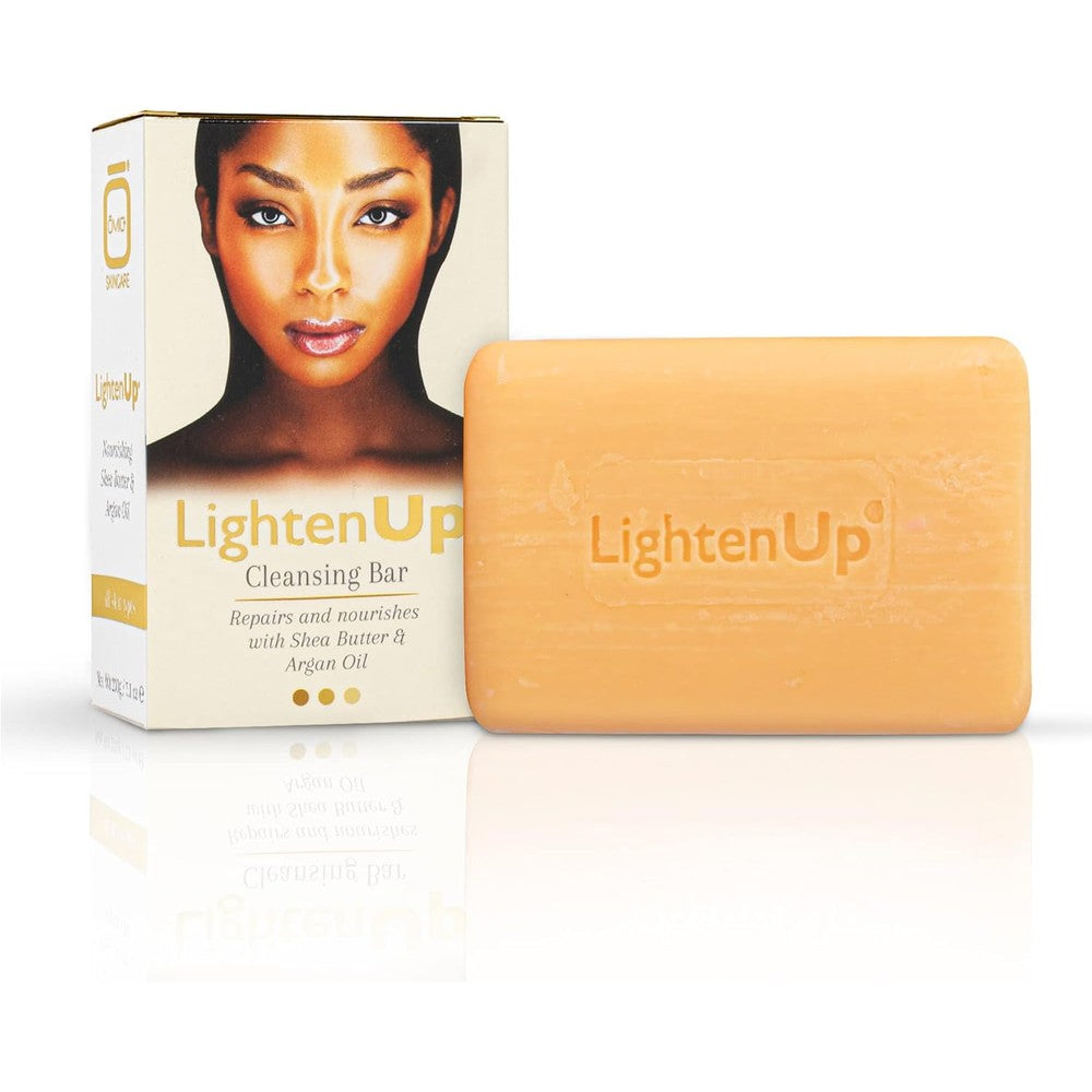 OMIC Lighten-Up Anti-Aging Cleansing Bar Soap front packaging view for skin brightening.