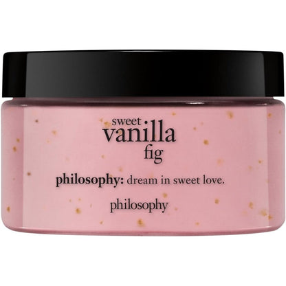 Philosophy Sweet Vanilla Fig Body Souffle 4 Ounce jar front view showcasing product branding.