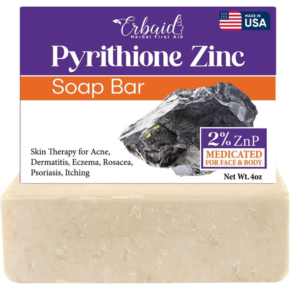 Natrulo Pyrithione Zinc Medicated Soap Bar front view for acne and eczema relief