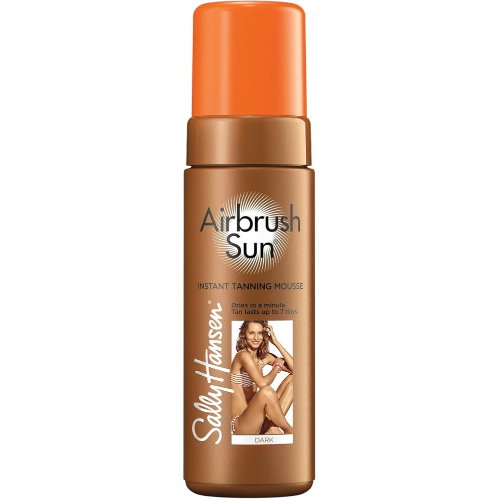 Sally Hansen Airbrush Sun Mousse Dark 5 Fluid Ounce front view bottle showcasing the instant tanning formula.